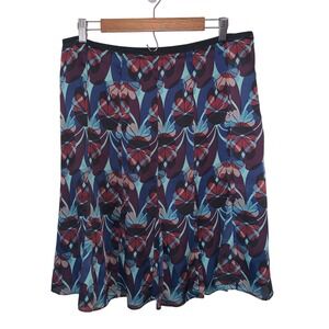 Axcess Liz Claiborne Purple Blue Abstract Floral A-Line Skirt Womens Size 12